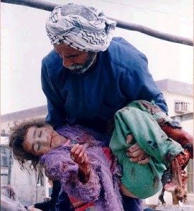 A victim of US bombing in Iraq.